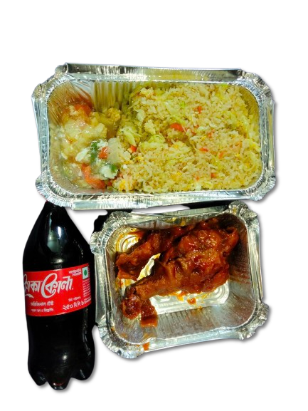 BBQ set menu Fried Rice + BBQ Chicken + Chinese Vegetable + Soft Drinks